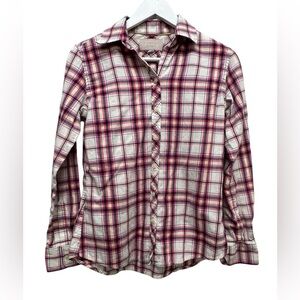 Banana Republic Soft Wash Pink & Black Yellow Plaid Button-Up Shirt Women's XS